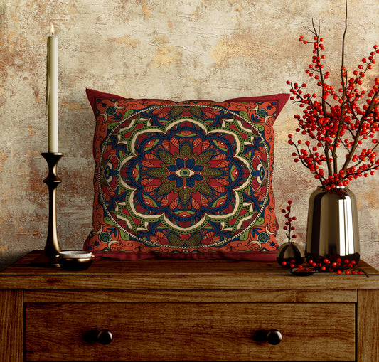 Occult Mandala Square Throw Pillow Cover - Red Finch Creations