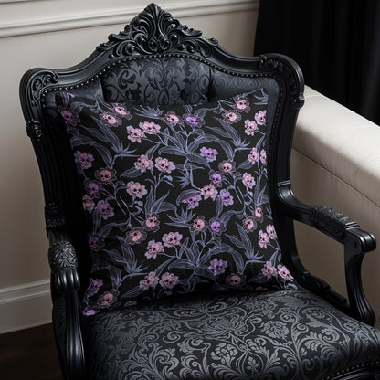 Pastel Goth Spun Polyester Square Pillow Case - Pink & Black - Red Finch Creations