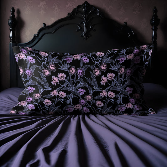 Pastel Goth Floral Microfiber Pillow Sham - 1pc Pink - Red Finch Creations