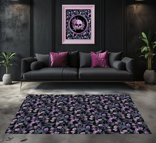 Pastel Goth Indoor/Outdoor Area Rug - Pink & Black - Red Finch Creations