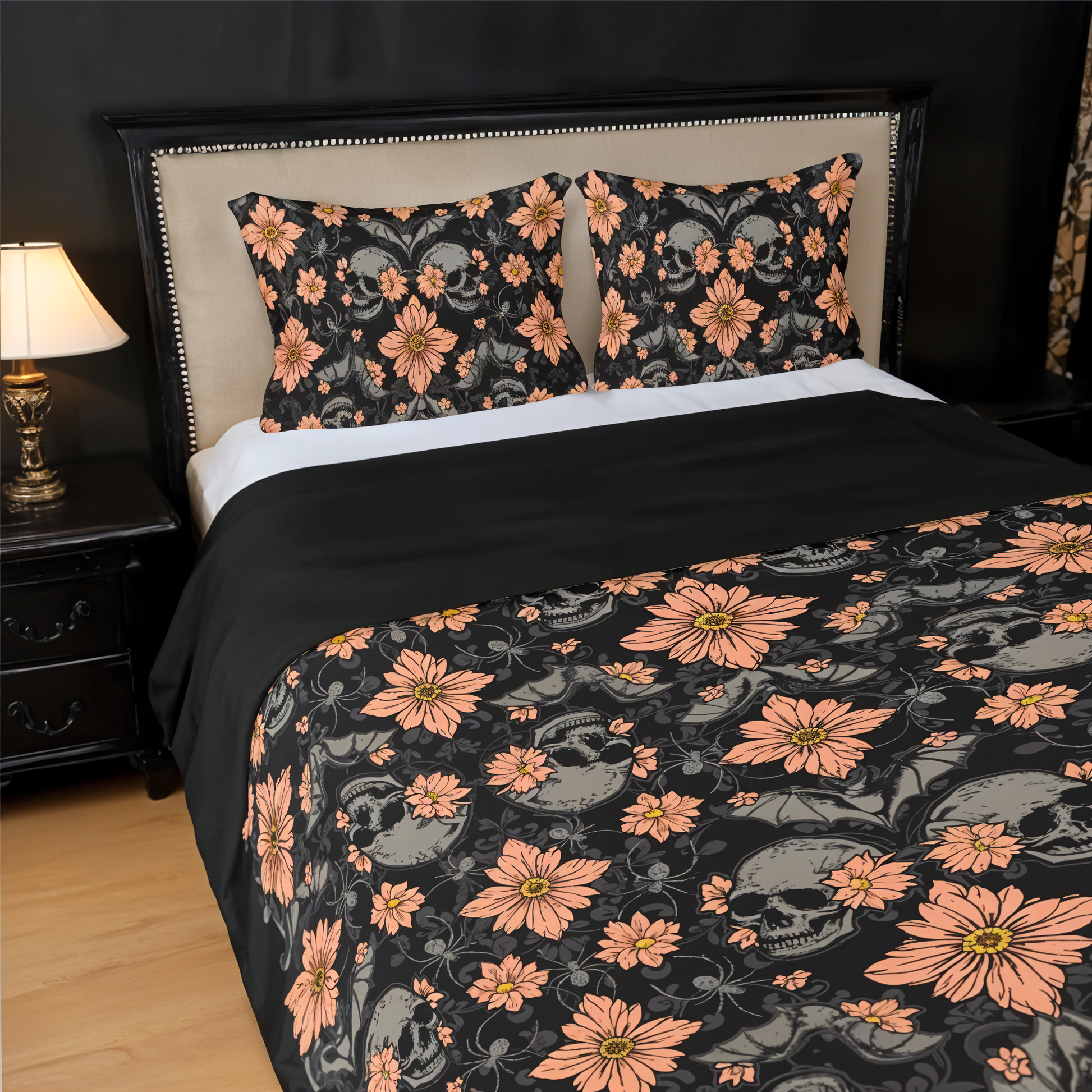 Floral Halloween 3-Piece Bedding Set - Red Finch Creations