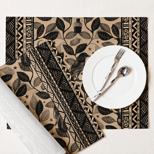 Witchy Watercolor Raven Placemat Set - 4 Pieces - Red Finch Creations