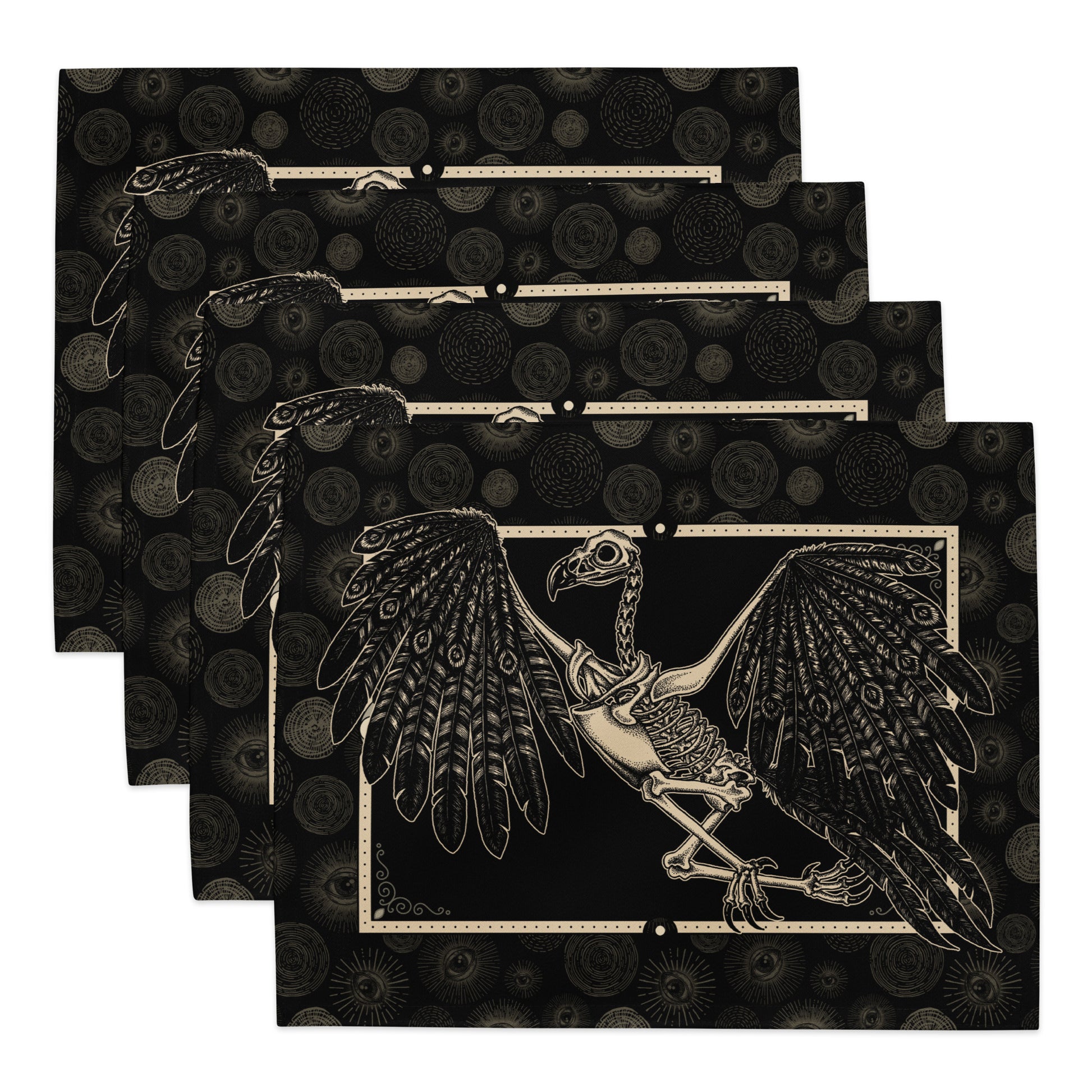 Vulture Skeleton Placemat Set - 4 Pieces - Red Finch Creations