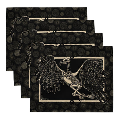 Vulture Skeleton Placemat Set - 4 Pieces - Red Finch Creations