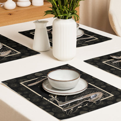 Vulture Skeleton Placemat Set - 4 Pieces - Red Finch Creations