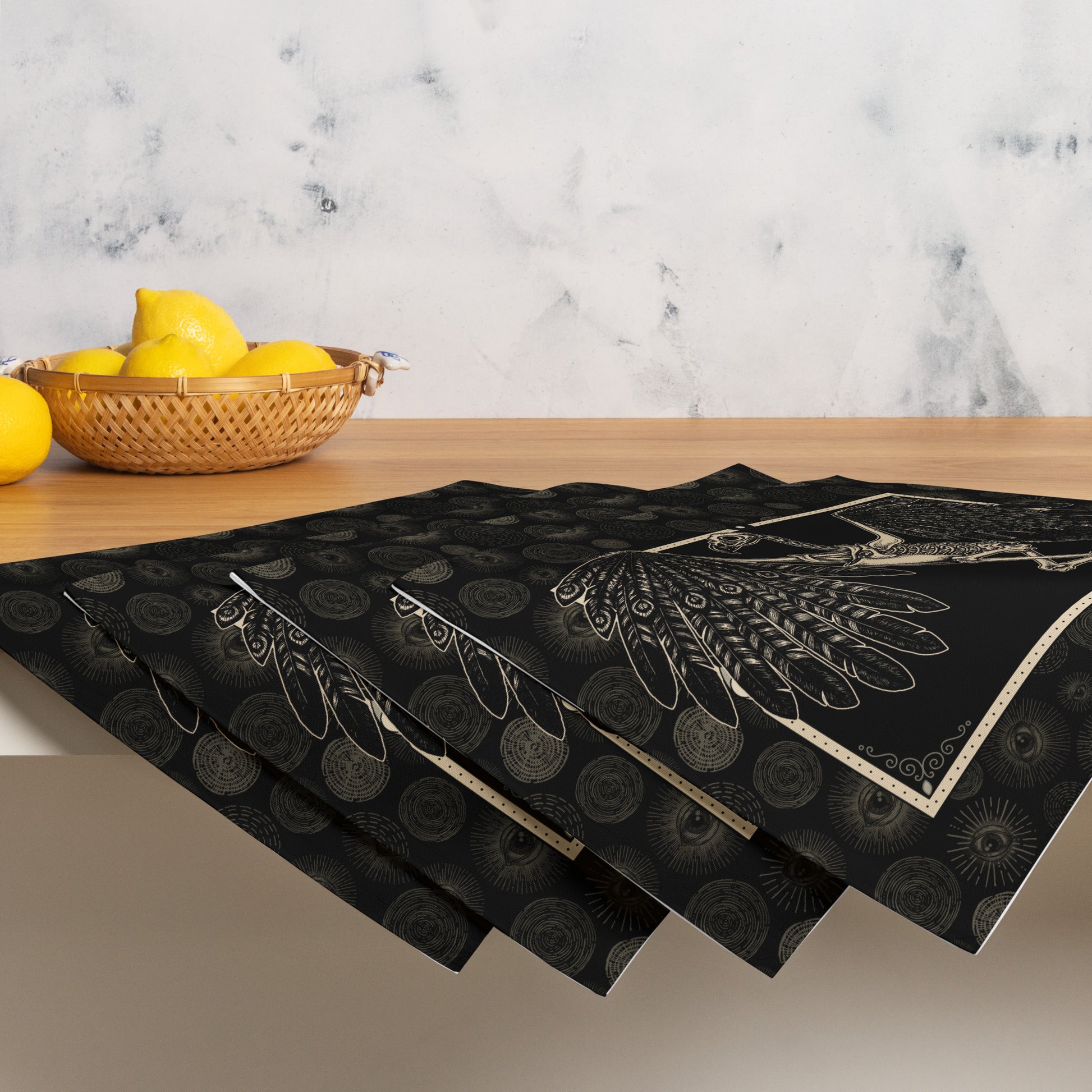 Vulture Skeleton Placemat Set - 4 Pieces - Red Finch Creations