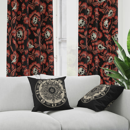 Gothic Victorian Window Curtain (One Piece) - Red - Red Finch Creations