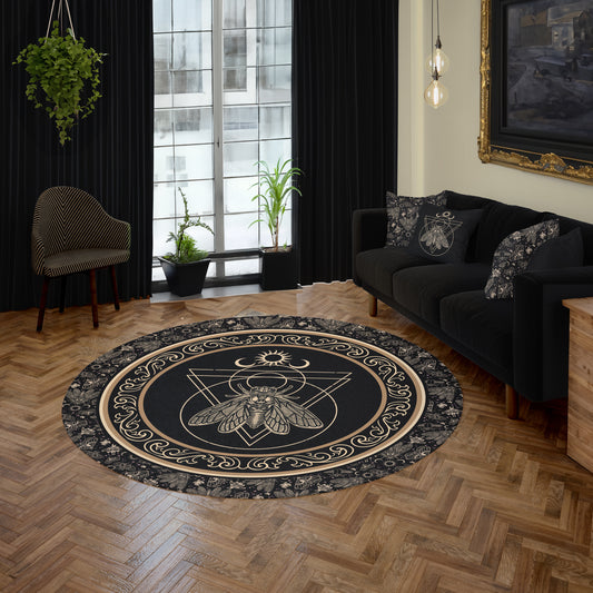 Occult Cicada Round Rug - Red Finch Creations