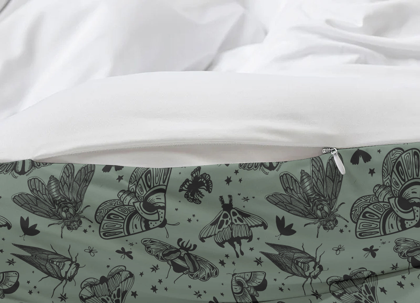 Cicada Moth Duvet Cover - Sage Green