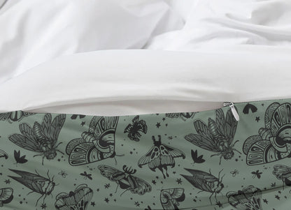 Cicada Moth Duvet Cover - Sage Green