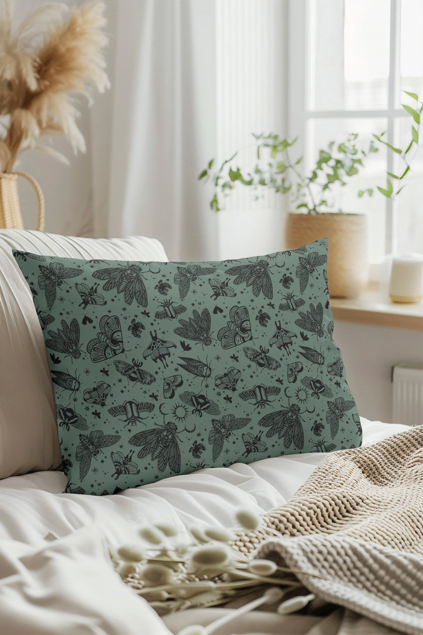 Cicada Moth Duvet Cover - Sage Green