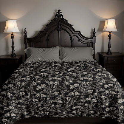 Gothic Floral Duvet Cover - Black + Cream - Red Finch Creations