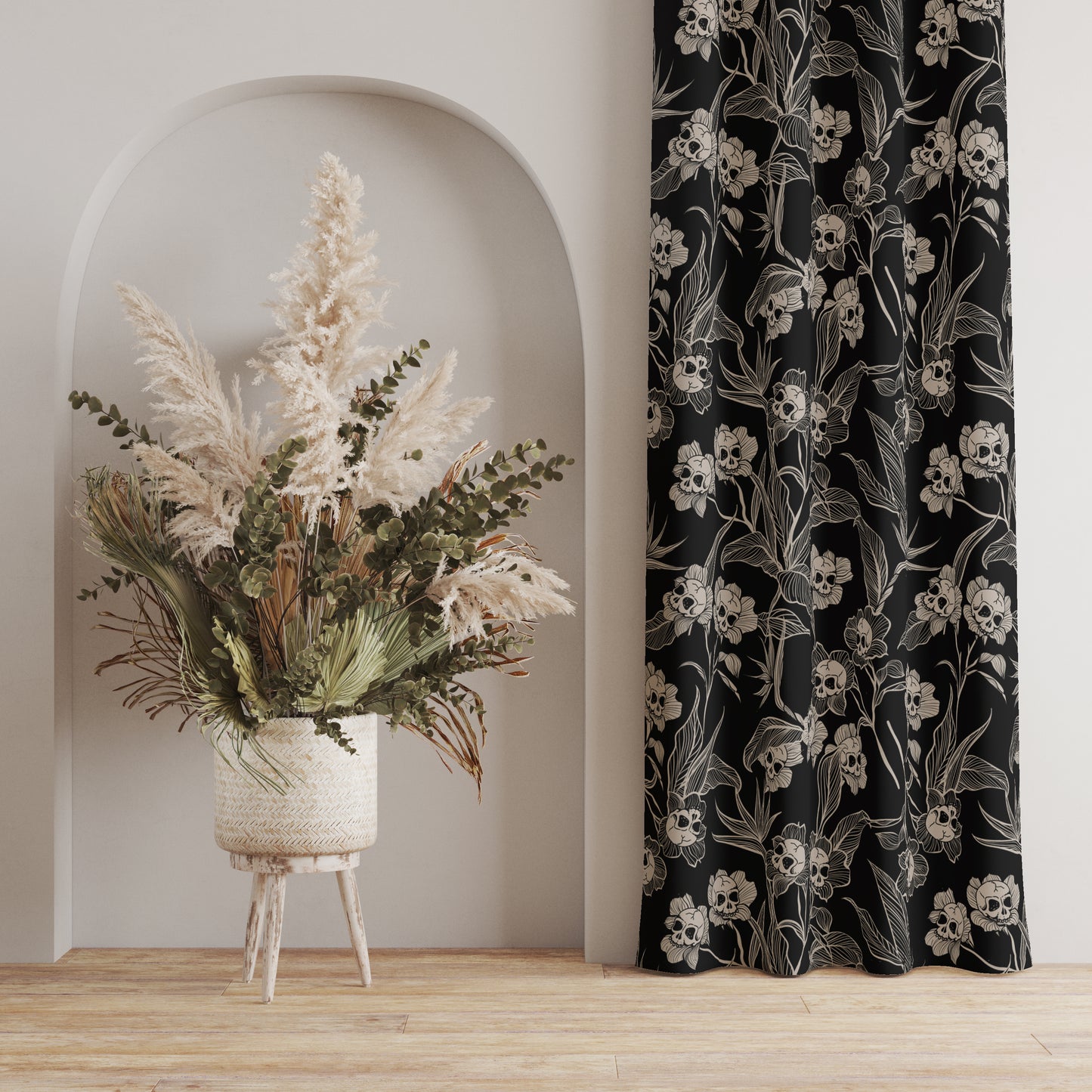 Gothic Floral Window Curtain (1 Piece) - Red Finch Creations