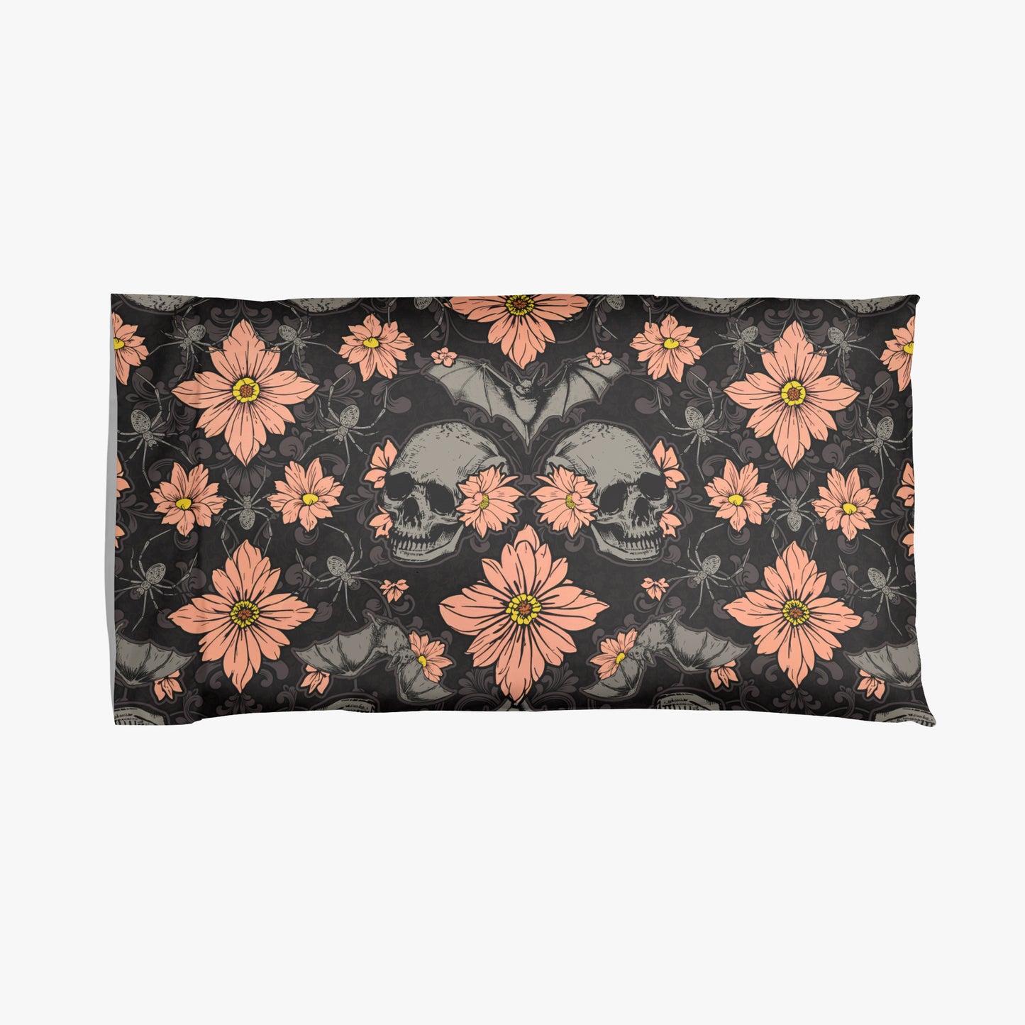 Floral Halloween Microfiber Pillowcase - Pink + Black - Red Finch Creations