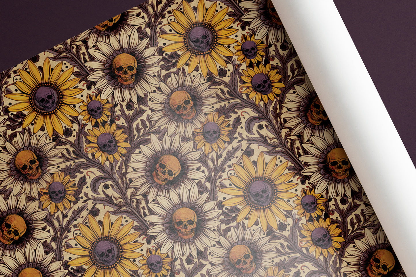 Sunflower Skull Wrapping Paper