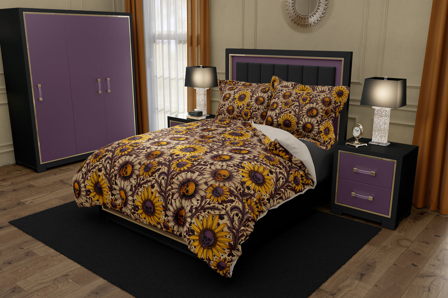 Spooky Autumn Sunflower Duvet Cover - Red Finch Creations