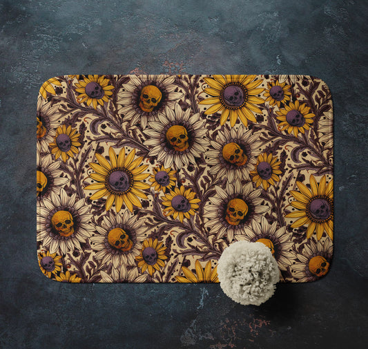 Skulls & Sunflowers Bath Mat - Red Finch Creations