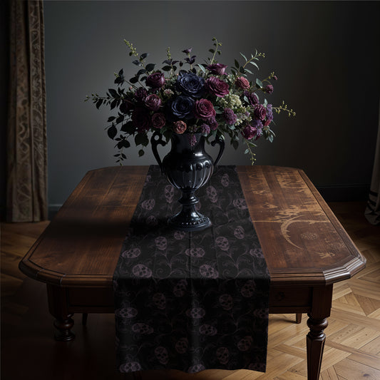 Elegant Dark Skull Table Runner - Red Finch Creations