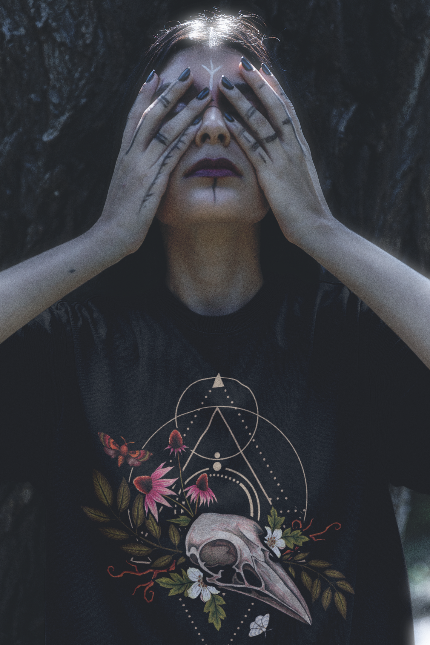 Forest Witch Occult Floral Unisex T-Shirt - Black - Red Finch Creations