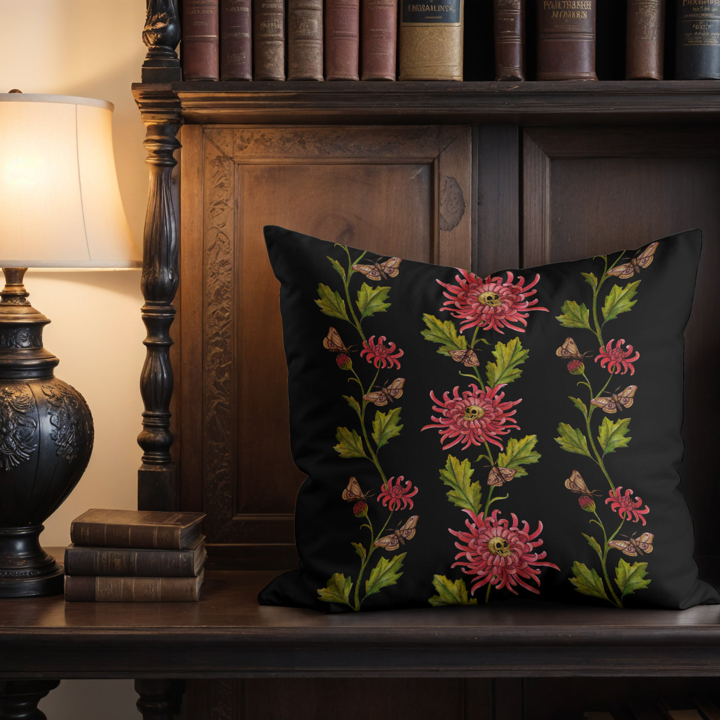 Chrysanthemum Moth Throw Pillow Cover - Red Finch Creations