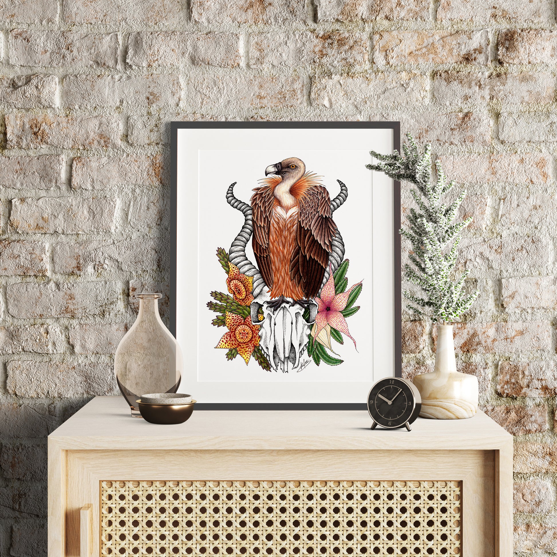 Griffon Vulture & Corpse Flowers - Fine Art Matte Print - Red Finch Creations