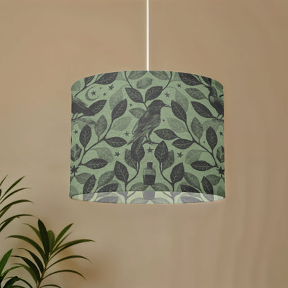 Witchy Raven Drum Lamp Shade - Green