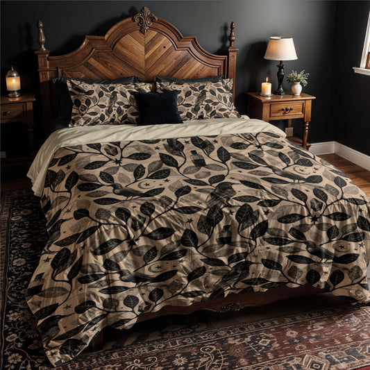 Witchy Watercolor Raven Duvet Cover - Beige - Red Finch Creations