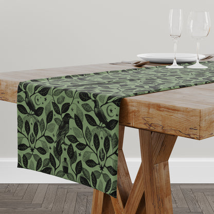 Witchy Watercolor Raven Table Runner - Green - Red Finch Creations